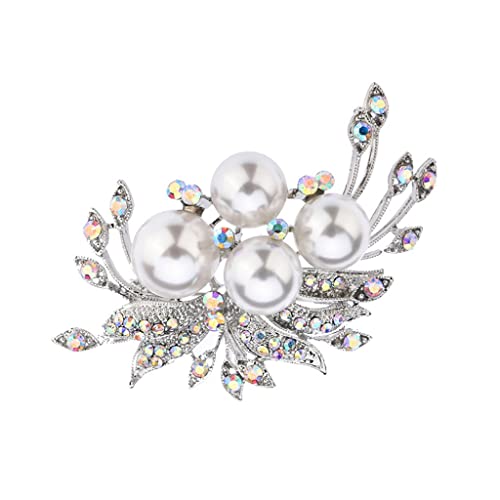 Broche en cristal et perles pour femme à l'éclat intemporel et aux finitions haute joaillerie