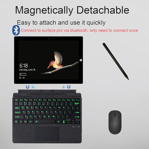 mobee Type Cover for Microsoft Surface Pro 13 inch, Compatible with Surface Pro 11/10 / 9/8 / X, Slim Keyboard with Trackpad Mouse, Backlit & Pen Holder (Black) by mobee - Image 3