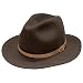 City Hunter Pmw91 Wide Brim Wool Felt Fedora Hat -3 Colors (Large-XLarge, PMW90N Brown)