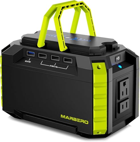 Image of MARBERO Portable Power Station 150Wh Camping Solar Generator Laptop Charger Power Bank with AC Outlet 110V 150W Peak with 4*USB, 4*DC Ports, LED Flashlights for CPAP Home Camping Hurricane Emergency