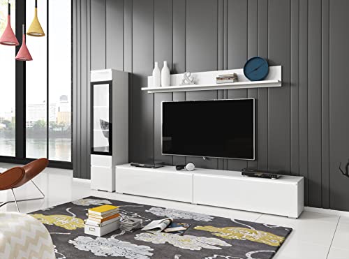 PIASKI Ensemble de Meubles de Salon Vera I, Éclairage LED Optionnel, Ensemble de Meubles de Salon, Différentes Couleurs (Blanc Brillant, Sans Éclairage LED) – vue 2