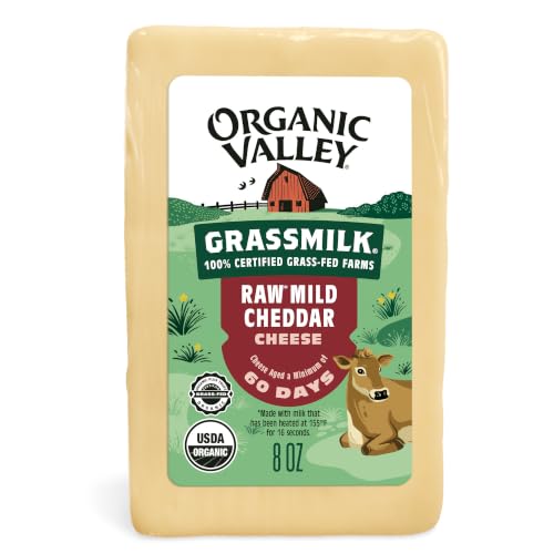 Organic Valley Gourmet Grassmilk Raw Organic Cheddar Cheese Block — Grass-Fed, No Added Hormones — 8 Oz