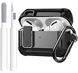 OTOPO for Airpods Pro 2/1 Case Cover with Lock Clip (2019/2022/2023), Rugged Case for Airpod Pro 2nd/1st Generation Shockproof Protective Skin with Keychian&Cleaning Kit for Apple iPod Pro, Black - Image 1