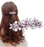 [Herbeluemily] バレッタ ヘアクリップ ヘアピン ビジュー フェミニン 上品 髪留め ヘアアクセ フラワー ピンク HM-0089-R05-PK
