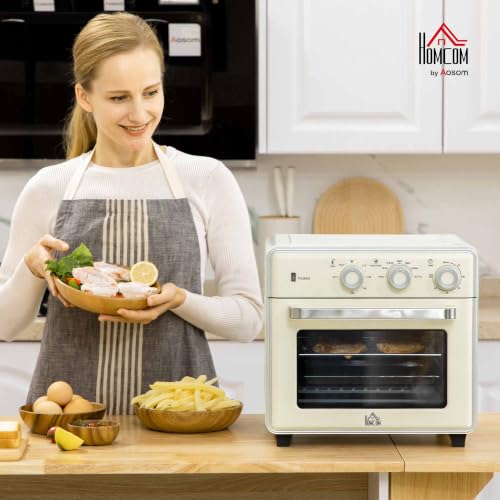 Foto von HOMCOM Minibackofen mit Umluft 20L Mini Ofen mit Backblech 1400W Weiß