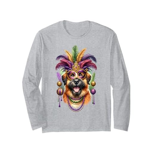 Bouvier des Ardennes Dog Mardi Gras Long Sleeve T-Shirt