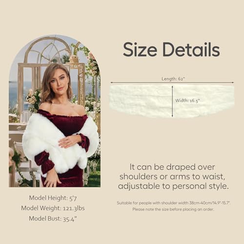 ELFJOY Luxury Faux Fur Shawl for Women Winter Fur Coat Wedding Party Fur Stole Wraps for Evening Dresses2