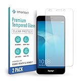 SmarTect Schutzglas [2 STÜCK - KLAR] kompatibel mit Huawei Honor 5C / Honor 7 Lite / GT3 - Tempered Glass 9H - Schutzfolie blasenfrei - Display Glas Anti Fingerabdruck