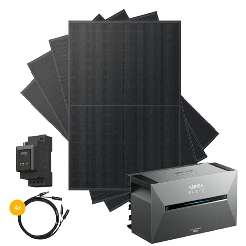 Kleines Kraftwerk 2000W Balkonkraftwerk ohne Halterung inkl. Anker Solarbank 3 Pro | Balkon Kraftwerk mit Speicher 800W komplett Steckdose | Solaranlage Komplettset | 4x500Wp bifaziale Solarmodule