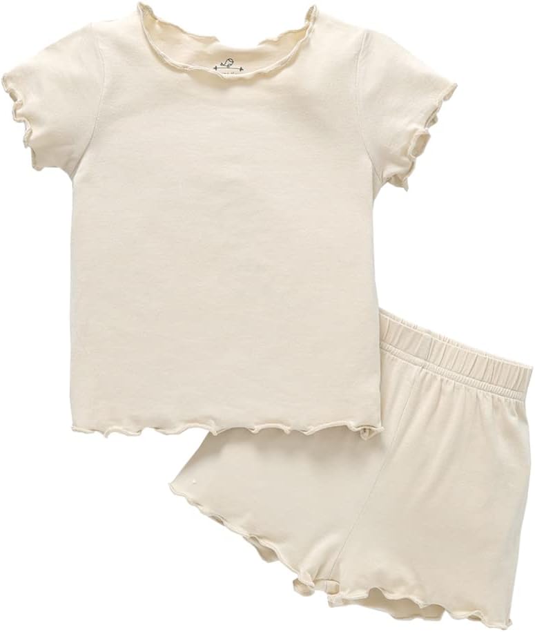 Zanie Kids Toddler Summer Pajamas 2 Piece Set Short Sleeve PJs Cooling Sleepwear Viscose Made from Bamboo