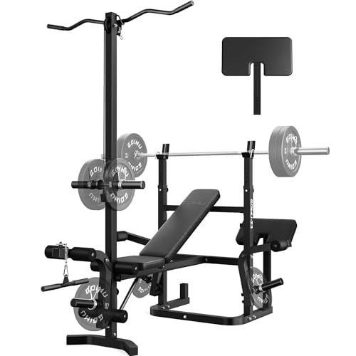 Goimu Z3 Olympic Weight Bench Set with Leg Extension and Leg Curl, 9 in 1 Workout Bench Set with Preacher Curl Pad and LAT Pulldown, Multi-Function Strength Training Bench Press Set for Home Gym