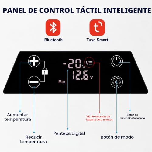 Nevera portátil de compresor 12V 24V 230V con control por app coche y camping mini de 15L 6