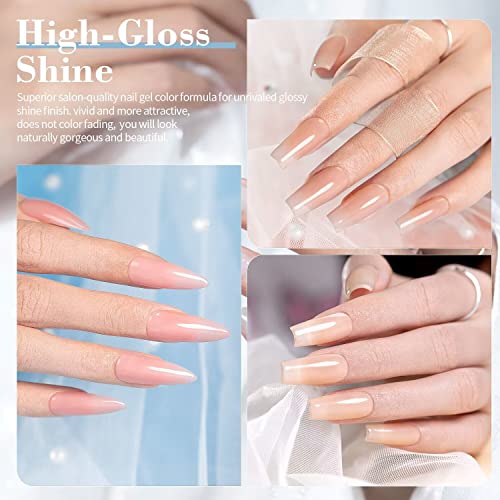 Rarjsm Nude Gel Nail Polish Apricot Peach Pink Jelly Gel Polish Set Of 6 Transparent Colors 7.5Ml Clear Purple Sheer Wine Red Milky Mavue French Manicure Led Uv Gel Soak Off Curing Requires Home #TOP3