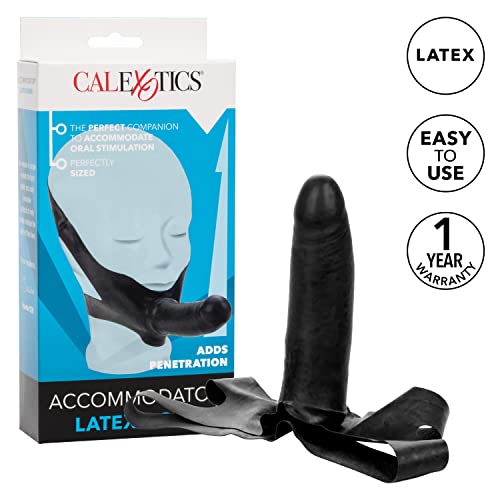 Calexotics Original Accommodator Latex Dong – Hands Free Strap On Probe For Couples – Adult Dildo Sex Toys - Black #TOP2