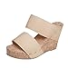 YANFANG 2021 Sandalias De Plataforma TacóN Alto con Inclinado Talla Grande Moda Verano para Mujer,Sandalia Cuna Mujer, Estilo Valenciana, Punta Cerrada, Y Cierre Hebilla, Primavera,39,Beige