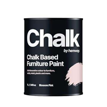 Hemway - Chalk Based Furniture Paint - Blossom Pink 1 L | Chalky Matt Shabby Chic Finish for Interior & Exterior Home Decor | Quick Dry & All-in-one
