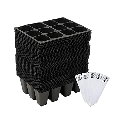 The Hydroponic City Seedling Starter Trays (120 Trays - 720 Cells Total) + Plant Stakes Cover