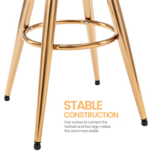 Brage Living Industrial Bar Stool, Adjustable Swivel Round Seat Metal Barstool With Legs, Backless Heavy Duty Airlift Bar Chair For Kitchen Dining Pub Cafe (Gold) #TOP6