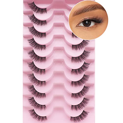 Losha Half Lashes Natural Look Wispy False Eyelashes 12Mm Fluffy Cat Eye Lashes 10 Pairs Lightweight Fake Eyelashes Handmade Soft Faux Mink Lashes Pack| B02 #TOP12