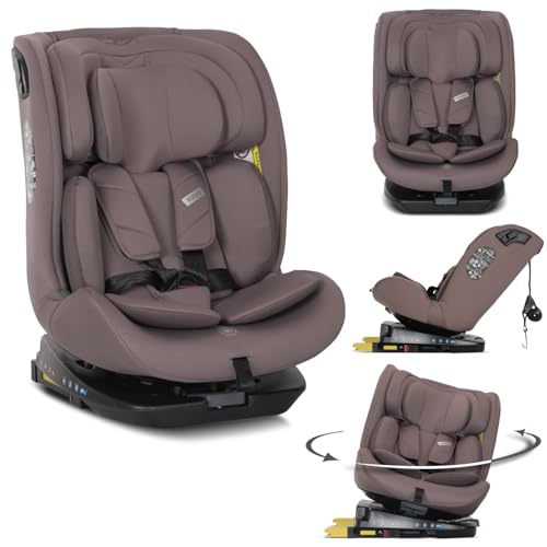Lorelli Kindersitz drehbar 360 Grad i-Size 40-150cm mit Isofix, Mitwachsender Baby Autositz Rodeo, Gruppe 0+/1/2/3, 0-12 Jahre, 0-36 kg, Auto Babysitz ab Geburt, 5-Punkt-Gurt, Rosa