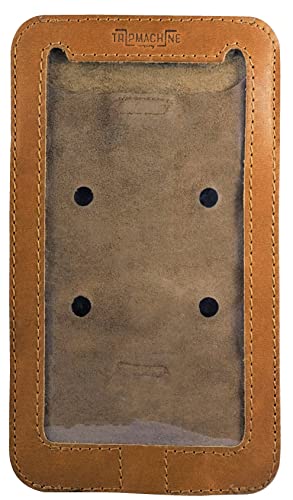 Trip Machine Company Magnetic Universal Leather Motorcycle Phone Pouch/Holder for Bike (Vintage Tan)