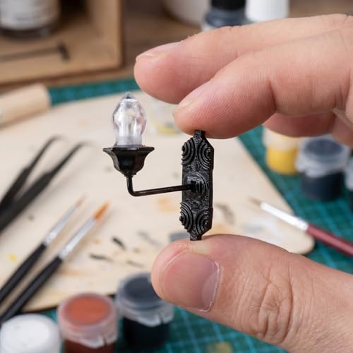 Image of Housoutil Dollhouse Miniature Wall Sconces, 5PCS Dollhouse LED Wall Lamp, ABS Mini Decor Lamp,Black Decor Outdoor Lights Sand Table Lighting Toy for DIY Living Room Mini Toy Models