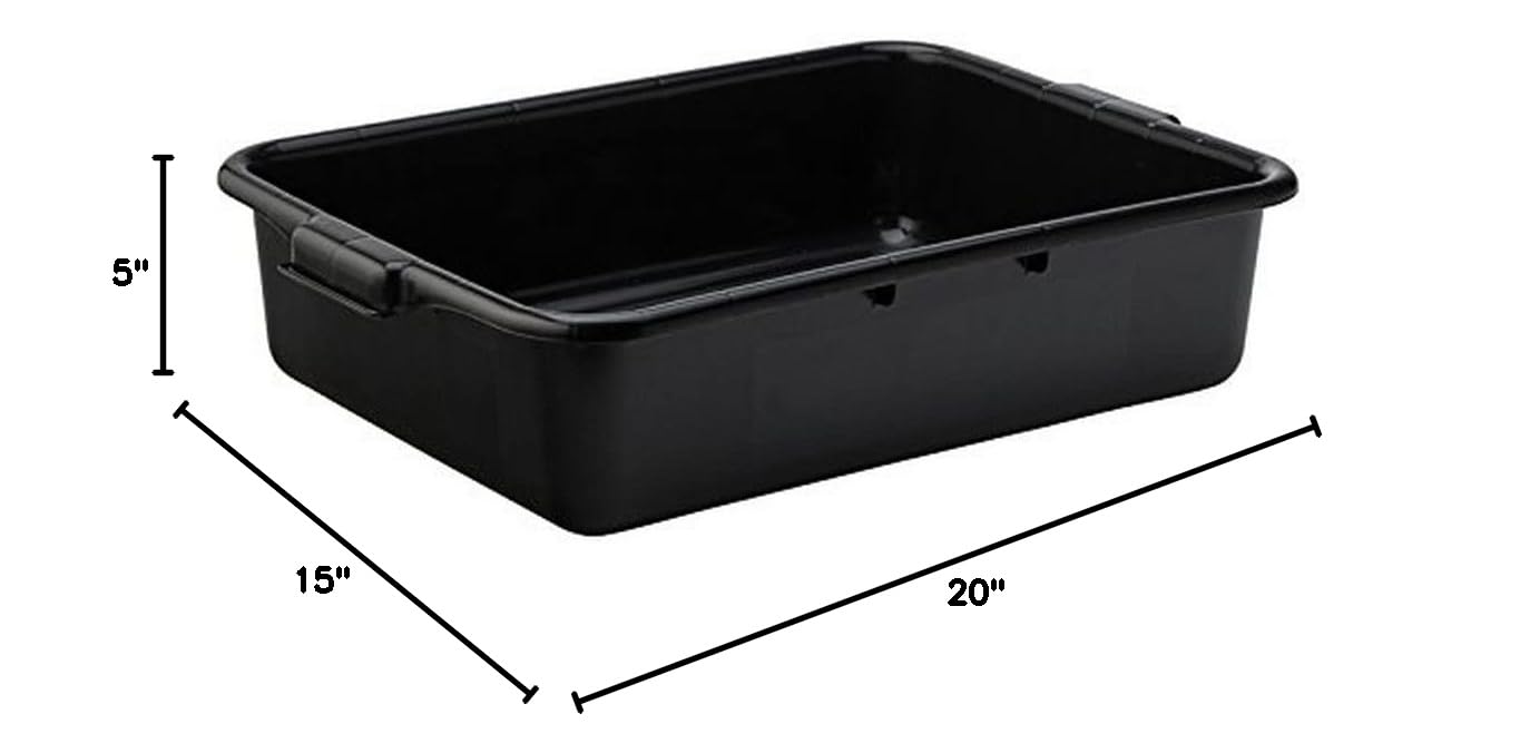 Carlisle FoodService Products 4401003 Comfort Curve Bus/Utility Box, 20" Length x 15" Width x 5" Height, Black (Pack of 12)