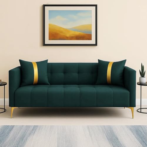 Image of FURNY Modernliving 3 Seater Sofa Set for Premium Living (Teal Color)
