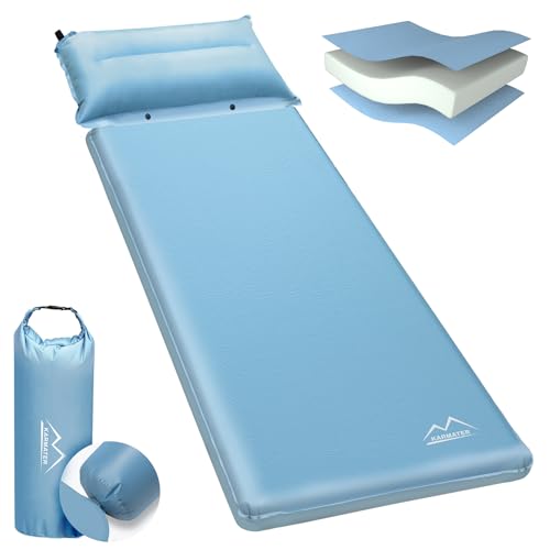 Self Inflating Sleeping Pad - Thick Insulated Mattress Pad with Pillow & Inflatable Bag, 9.0 R-Value for Car Camping & Backpacking