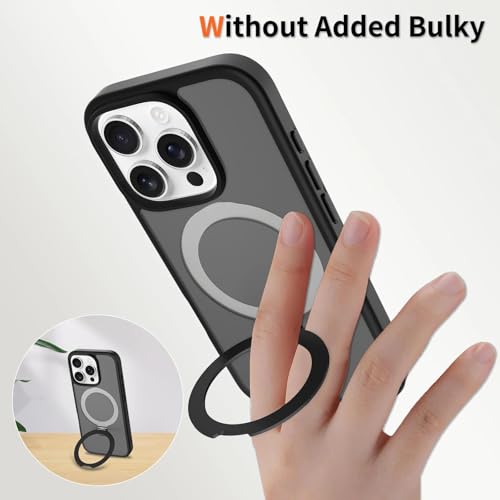 Image of Magnetic for iPhone 16 Pro Case, 6.3 inch, Compatible with MagSafe, Rugged Kickstand, Not-Yellowing Military-Grade Protection, Matte Black