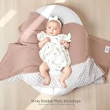 lulumoon Muslin kocyk niemowlęcy dla noworodków: Termiczny koc na plecy w kropki Minky – bawełniany koc recepcyjny dla niemowląt i prezent na życzenie, 76 x 101 cm (piaskowy)