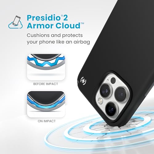 Speck Presidio2 Pro MagSafe Case - Slim iPhone 16 Pro Max Case - Black/Slate Grey