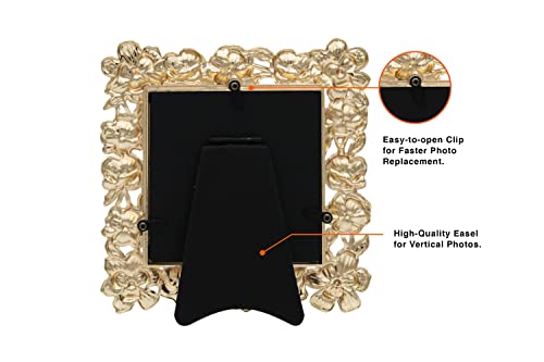 Gifty Gifty Square Spring Blossom Photo Frame / 3.5X3.5 In | For Vertical Display On Tabletops | Perfect For Home Decor, Wedding, Vacation, Graduation, Or Any Milestone Photos (Gold) #TOP4