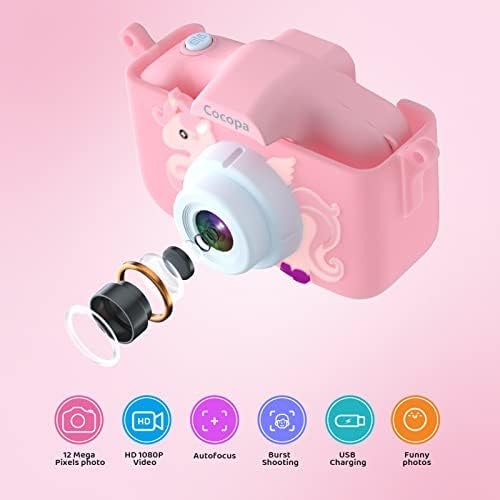 Cocopa Kids Camera Digital Camera for 3-12 Year Old Girls,1080P HD Video Camera for Kids with 32GB SD Card/2 Inch IPS Screen, Birthday Christmas Toy Gifts for 3 4 5 6 7 8 Year Old Girls (Light Pink)