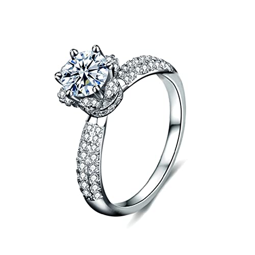Bague moissanite argent véritable : le cadeau de mariage idéal - Anneau couronne femme 1ct