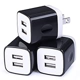 USB Wall Charger,USB Cubes,Sicodo 3-Pack Universal Travel 2.1A Dual Port Plug Charging Block Compatible with iPhone X 8,7 Plus,6 Plus,Tablet, Samsung Galaxy S8 Plus, S7 S6 Edge, HTC, LG, Sony, Nokia