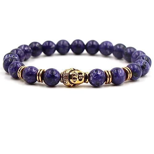 Bracelet pierre naturelle homme Bouddha or : bijoux d'amitié pour elle et lui 8mm