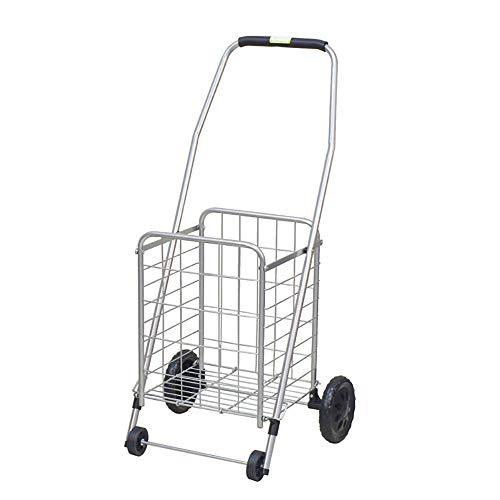 H.Slay einkaufswagen Trolley klappbar, Einkaufstrolley mit leisen Rädern Einkaufsroller Wheel Shopping Trolley Große Kapazität 58L für Supermarkt Mum Travel Beach Holiday Camping Caravan,Silver Cover