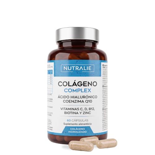 Colágeno Ácido Hialurónico - Hidrolizado + Biotina + Q10 - Piel Cartílago - Vit C D B12 y Zinc - Collagen Complex - 60 Cápsulas Nutralie