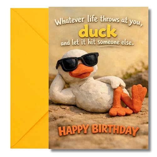 LimaLima Birthday Card For Men & Women Funny Duck Design For Male Females & Teenagers Perfect For Friends & Family