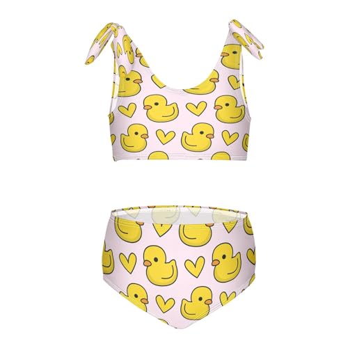 Image of Girls Swimsuit Two Piece Swimwear Baby Duck with Heart Bikini Set Beach Sport Bathing Suit for Girls,3T, Cute