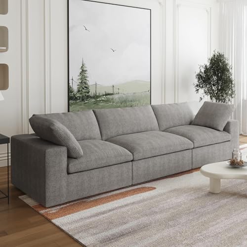 Image of JACH Modular Sectional Couch for Living Room, Modern Convertible Couches, 3 Seats Soft Cloud Couch, Cushion Covers Removable, Modular Sectional Sofas for Living Room Apartment, (Grey)