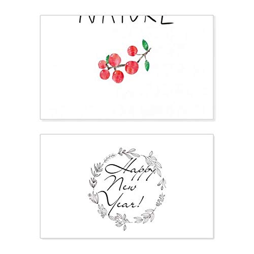 Tarjeta conmemorativa de Año Nuevo con fruta roja que resalta por su diseño botánico único