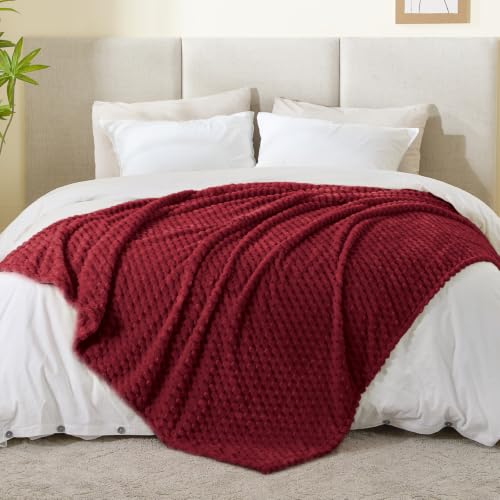 Image of BEDELITE Burgundy Throw Blanket for Couch, Cozy Gifts for Women, 50 * 60