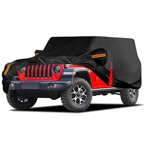 Waterproof Car Cover for Jeep Wrangler 4 Door 2006-2026 JK JL Outdoor Waterproof Sun Rain Snow Hail Protection with Driver Door Zipper by Migaven - Used condition - US$41.41
