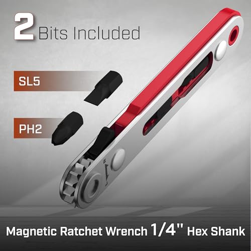 Image of Bates- Mini Ratchet Wrench Screwdriver, 2 Pack, 1 /4 inch Magnetic 90 Degree
