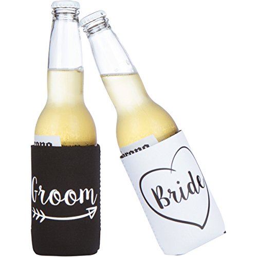 Cute Wedding Gifts - Bride And Groom Novelty Can Cooler Combo - Engagement Gift For Couples #TOP3