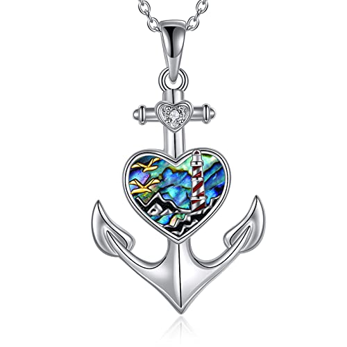 Yafeini Anchor Pendant Necklace Sterling Silver Nautical Mountain Anchor And Lighthouse Rope Navigation Jewelry For Women Crew Teen Girls Nautical Sailor #TOP24
