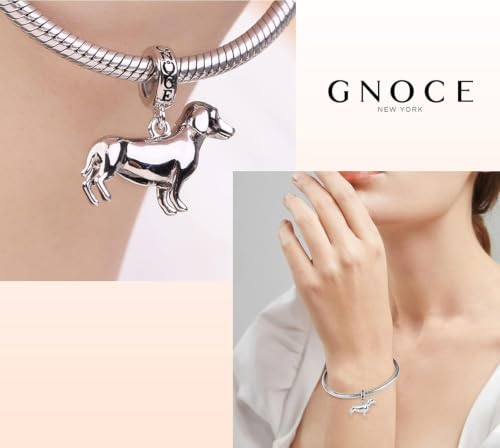Image of GNOCE Pet Dog Bead Charm for Women,Silver Charms Necklace Bracelet for Her, Jewelry Gift