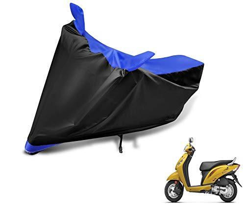Image of Auto Hub Scooty Cover Compatible with Activa i with Mirror Pocket, Dustproof, Heat Resistant, Triple Stitched, Activa i Scooty Cover- Black, Blue